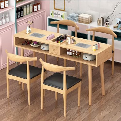 ZPVXRVQ Nail Art Workbench mit Schublade Hölzerner Nail-Tech-Salon-Schreibtisch mit Doppelschicht, Massivholz Beinen Professioneller Nageltechniker Tisch(Style 2) von ZPVXRVQ