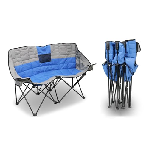 ZPVXRVQ Outdoor-Klappstuhl für Erwachsene, 2 Personen, Robuster Loveseat mit Einer Tragkraft Von 600 Lbs und 2 Getränkehaltern, für Rasen, Garten, Kino von ZPVXRVQ