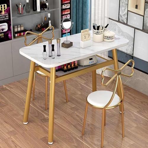 ZPVXRVQ Stilvoller Funktionstisch, Tischplatte Aus Marmor Metallbügel, Moderner Professioneller Schönheitssalon Spa Nagelschreibtisch-Arbeitsplatz(80cm) von ZPVXRVQ