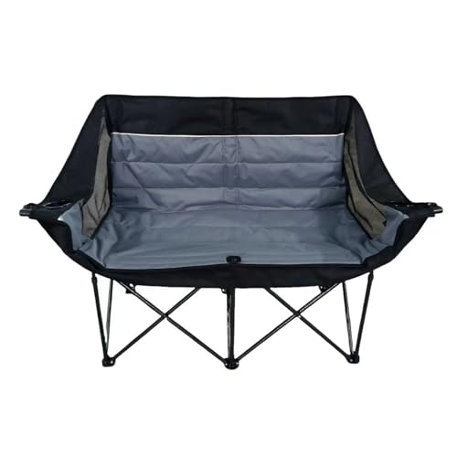 ZPVXRVQ Tragbarer Doppelter Klapp-Zweisitzer, Gepolsterter Campingstuhl mit 2 Getränkehaltern, 440 Lbs Tragkraft für Strand, Terrasse, Picknick(Grey) von ZPVXRVQ