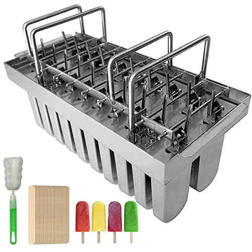 20Pcs Edelstahl Popsicle Formen Kommerzielle Ice Pop Formen Ice Cream Maker Form Stick Halter Mit Deckel 100 Holzstäbchen Reinigungsbürste Single Cup Kapazität 108G von ZPYXBH