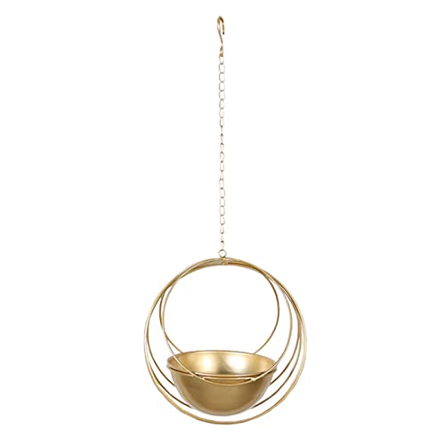 ZPYXBH Hängende Pflanzgefäße Blumentopf Hängend Metall Blumenampel Wand- Und Deckenpflanzer Hängetopf Für Pflanzen Innen Pflanzenaufhänger Minimalistischer Blumentopf Für Heimdekoration,Gold,C von ZPYXBH