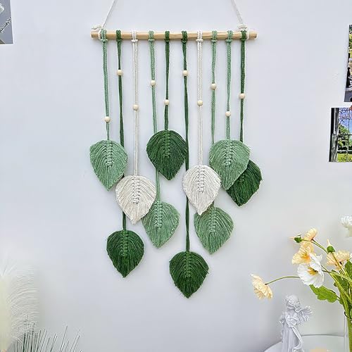 ZPrestiCraftbl Boho Makramee Wandbehang – Natürliche Grüne Deko für Schlafzimmer und Wohnzimmer Wanddeko von ZPrestiCraftbl