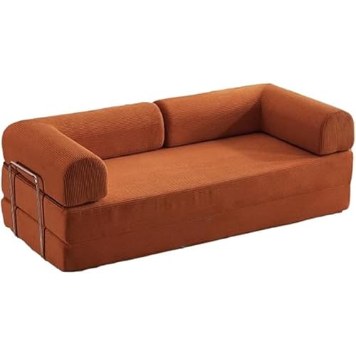 ZQBXHDZW Schlafsofa,3-In-1-Boden-Klappcouchbett Mit L-FöRmigen Armlehnen,Schlafmatratzenstuhl,Bequemer Tragbarer Ausklappbarer Lounge-GäStestuhl FüR Wohnzimmer Und Schlafzimmer(200cm,Caramel) von ZQBXHDZW