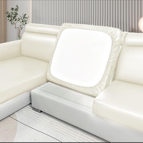 ZQBXHDZW Sofa SitzkissenbezüGe Wasserdicht,Sofa-SchonbezüGe Aus Stretch-Leder,Universeller,Rutschfester Couch-Ersatz FüR Einzelpersonen Mit Elastischer Unterseite(Backrest,White) von ZQBXHDZW