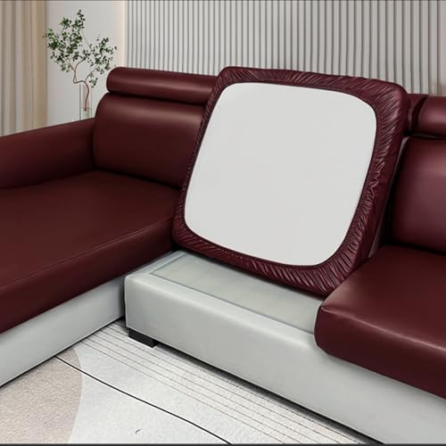 ZQBXHDZW Sofa SitzkissenbezüGe Wasserdicht,Sofa-SchonbezüGe Aus Stretch-Leder,Universeller,Rutschfester Couch-Ersatz FüR Einzelpersonen Mit Elastischer Unterseite(Backrest,Wine Red) von ZQBXHDZW
