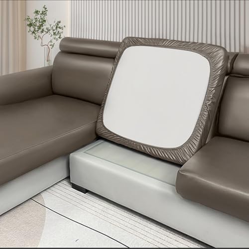 ZQBXHDZW Sofa SitzkissenbezüGe Wasserdicht,Sofa-SchonbezüGe Aus Stretch-Leder,Universeller,Rutschfester Couch-Ersatz FüR Einzelpersonen Mit Elastischer Unterseite(Double Size,Brown) von ZQBXHDZW