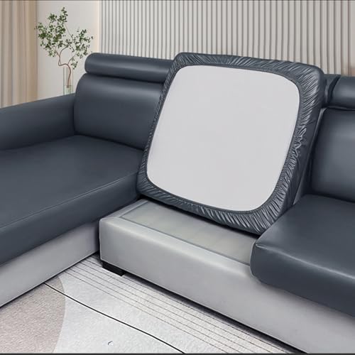 ZQBXHDZW Sofa SitzkissenbezüGe Wasserdicht,Sofa-SchonbezüGe Aus Stretch-Leder,Universeller,Rutschfester Couch-Ersatz FüR Einzelpersonen Mit Elastischer Unterseite(Single Size-X,Gray) von ZQBXHDZW
