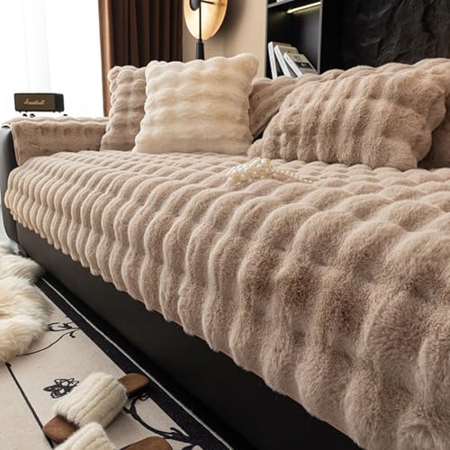 ZQBXHDZW Sofa üBerzug Weiche Kaninchenfell Sofabezug,rutschfeste Sofabezug 1 2 3 4 Sitzer Couch üBerzug Sofa Bezug FüR Sektionssofa, SofaüBerwüRfe L Form MöBelschutz(70 * 120cm,Khaki) von ZQBXHDZW