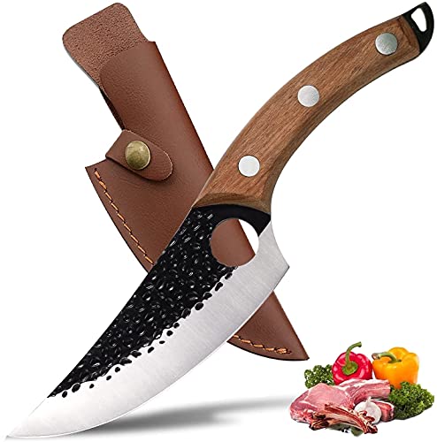 ZQD 6-Zoll Japanisches Messer mit Lederhülle,Geschmiedetes Kochmesser Küchenmesser mit Fingerloch Holzgriff,Scharfes Ausbeinmesser Outdoor Hackmesser für Gemüse und Fleisch ZQD 6-Zoll Japanisches Messer mit Lederhülle,Geschmiedetes Kochmesser Küchenmesser mit Fingerloch Holzgriff,Scharfes Ausbeinmesser Outdoor Hackmesser für Gemüse und Fleisch von ZQD