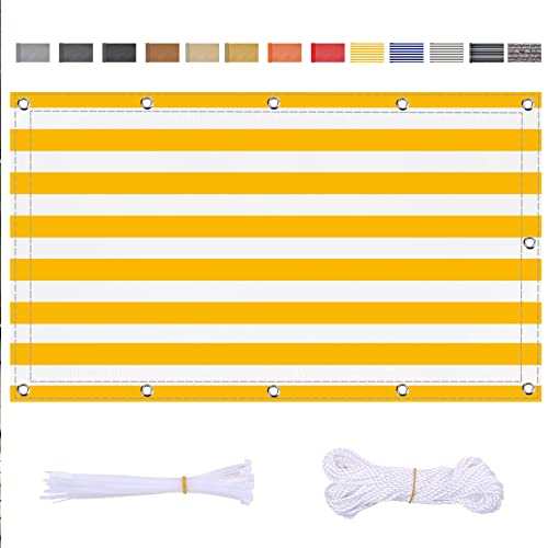 ZQFXZQF Balkon Sichtschutz Bespannung Terrasse Windschutz Sonnenschutz 90x1000cm Gelbe und weiße Streifen Balkonbespannung Balkonverkleidung Balkonsichtschutz von ZQFXZQF