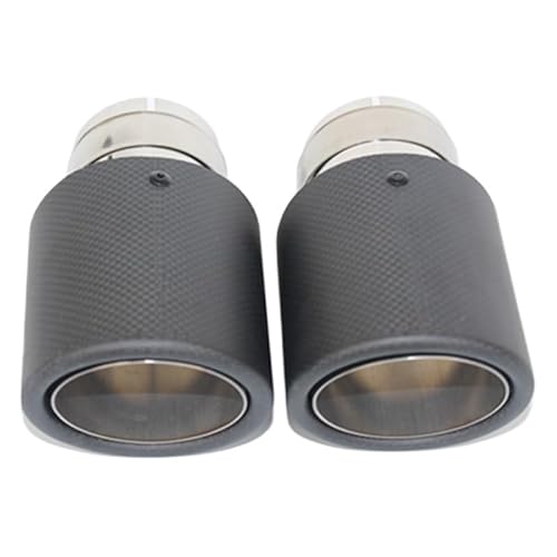 ZQINGQING Auspuffblende 1 Paar Auto Carbon Fiber Matt Auspuff System Schalldämpfer Rohr Spitze Curl Universal Edelstahl Schalldämpfer Dekorationen(57MM IN 89MM Out) von ZQINGQING