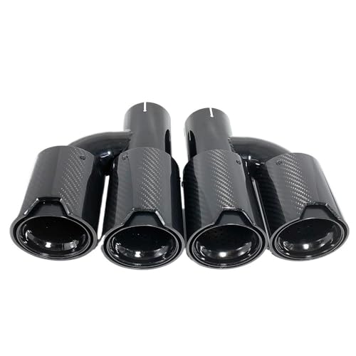 ZQINGQING Auspuffblende 1 Paar H Doppel Glänzend Schwarz Auspuffrohr Schalldämpfer Rohr Carbon Faser Auspuff Spitze(60mm in-105mm Out) von ZQINGQING
