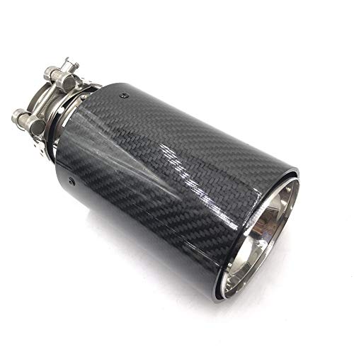 ZQINGQING Auspuffblende 1 STÜCKE Glänzend Schwarz Carbon Fiber Hinten Schwanz Auspuffrohr Schalldämpfer Spitze(IN 73MM-Out 105MM) von ZQINGQING
