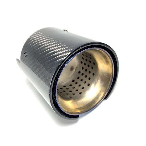 ZQINGQING Auspuffblende 1 Stück Auspuffblenden aus Kohlefaser + blauem Edelstahl(ID 77mm-OD 105mm) von ZQINGQING