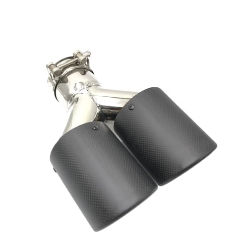 ZQINGQING Auspuffblende 1 Stück Edelstahl Auto Doppel Auspuff Endrohr for Universal Matte Carbon Fiber Auspuff Schalldämpfer Rohr(60MM IN 101MM Out) von ZQINGQING