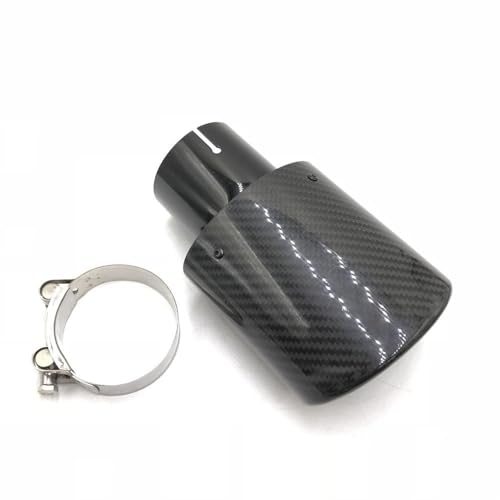 ZQINGQING Auspuffblende 1 Stück schwarz oval schräg glänzend/matt Carbon Fiber Auspuffblende Auspuff Schalldämpfer Rohr(63 IN 105 Out Glossy) von ZQINGQING