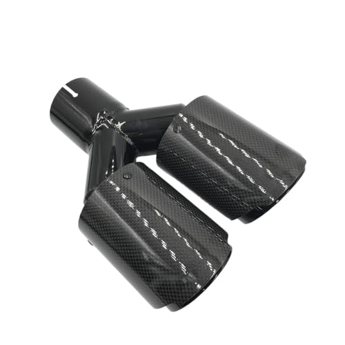 ZQINGQING Auspuffblende 1 Stücke Glänzend Carbon Faser Schwarz Edelstahl Auspuff Tipps Auto Schalldämpfer Doppel Y Rohre for Auspuff Dual Tipps Auto Accessori(Other Size Contact) von ZQINGQING