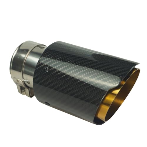 ZQINGQING Auspuffblende Auspuff Schalldämpfer gerade Endrohre Edelstahl Carbon Fiber Gold Düse(63 Inlet 101 Outlet) von ZQINGQING