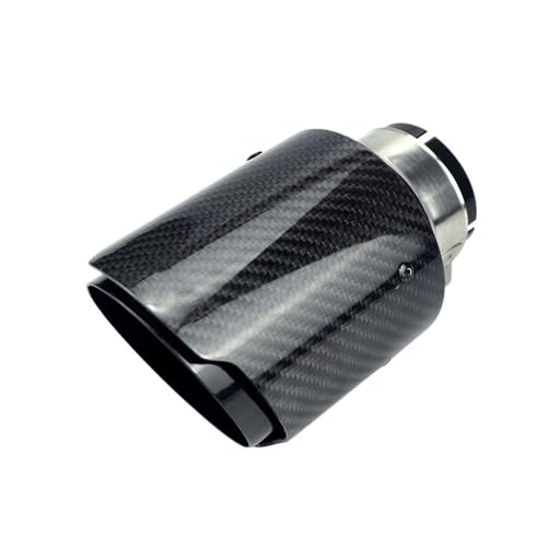 ZQINGQING Auspuffblende Auspuffendrohr aus Kohlefaser for Autos, schwarz beschichtetes Schalldämpferendrohr aus Edelstahl zur Modifikation von Autoauspuffrohren(In51-Out 76mm) von ZQINGQING