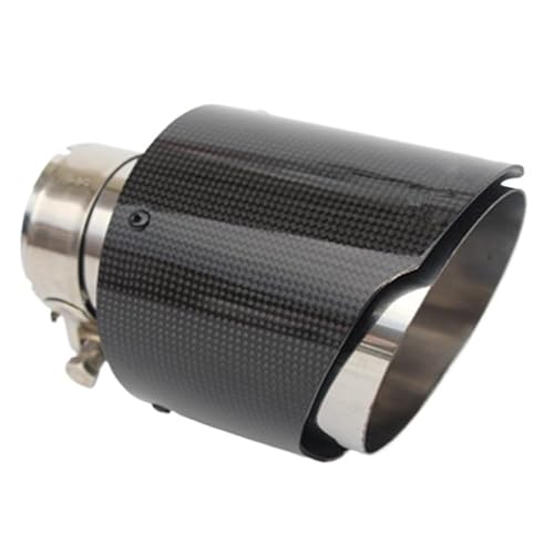 ZQINGQING Auspuffblende Auto Carbon Fiber Auspuff System Schalldämpfer Rohr Spitze Gerade Universal Silber Edelstahl Schalldämpfer Dekorationen(51MM IN 114MM Out) von ZQINGQING