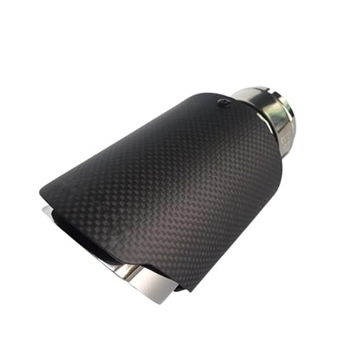 ZQINGQING Auspuffblende Auto Carbon Fiber Auspuff System Schalldämpfer Rohr Spitze Gerade Universal Silber Edelstahl Schalldämpfer Dekorationen(76MM IN 89MM Out) von ZQINGQING