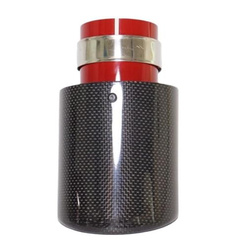 ZQINGQING Auspuffblende Auto Carbon Fiber glänzend Auspuff System Schalldämpfer Rohr Spitze rot Edelstahl Schalldämpfer Dekorationen(57MM IN 89MM Out) von ZQINGQING
