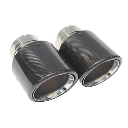 ZQINGQING Auspuffblende Auto glänzend Carbon Fiber Auspuff System Schalldämpfer Rohr Spitze Curl Universal Silber Edelstahl Schalldämpfer Dekorationen(54MM IN 114MM Out) von ZQINGQING