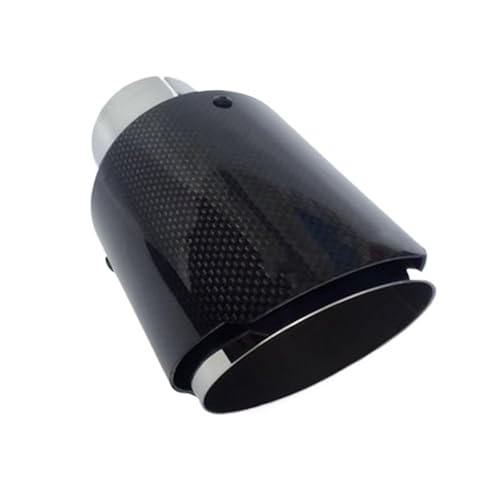 ZQINGQING Auspuffblende Auto glänzend Carbon Fiber Schalldämpfer Spitze Abgasanlage Rohr Schalldämpfer Düse Universal gerade Edelstahl schwarz(51MM IN 101MM Out) von ZQINGQING