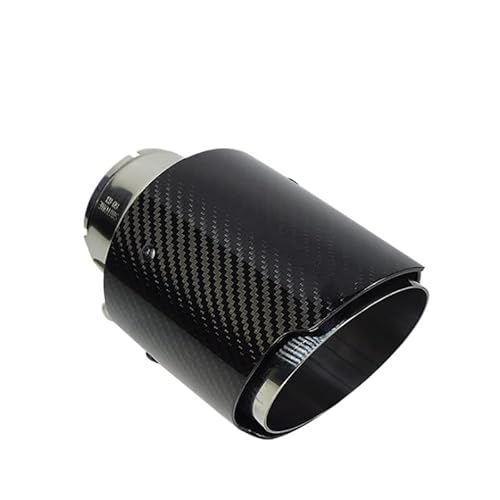 ZQINGQING Auspuffblende Glänzend Twill Carbon Fiber Auto Auspuffblende Schwarz beschichtet Edelstahl Schalldämpfer Spitze Endrohr(In 57mm Out 101mm) von ZQINGQING