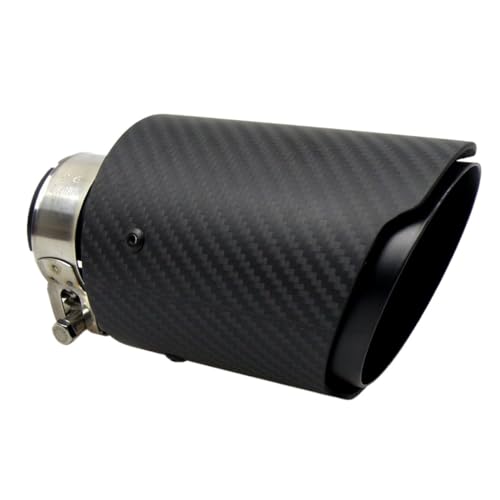 ZQINGQING Auspuffblende Mattes Twill-Carbonfaser-Auto-Auspuffendrohr, schwarz beschichtetes Edelstahl-Schalldämpfer-Endrohr(In 81mm Out 101mm) von ZQINGQING