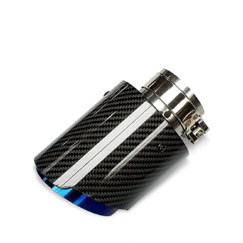 ZQINGQING Auspuffblende Twill Carbon Fiber Auto Auspuffblende Burnt Blue Edelstahl Schalldämpfer Spitze Endrohr(In 60mm Out 89mm) von ZQINGQING