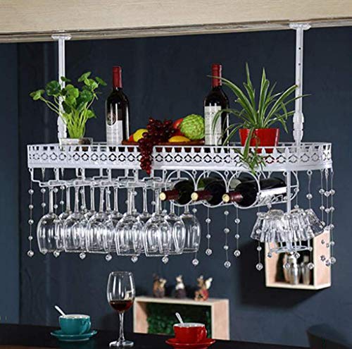 ZQJYMXM Wineware Weinregal Glas Weinglasrahmen Hängende Rotwein-Stielglasregale, an der Decke montierter hängender Weinflaschenhalter Metallkelch Weinglas Weinregale/a/L80*W25Cm ziyu von ZQJYMXM