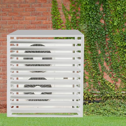 Abdeckung für Klimaanlage und Wärmepumpe Verkleidung für Außengerät Garten Balkon Sichtschutz for den Außenbereich Zaun Mülleimer Blumenständer Raumteiler Schutzgitter aus Aluminium mit Lamellen AC-Ab von ZQKJLH