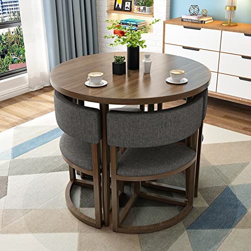 Esstisch rund 80 cm Couchtisch und Stühle Set 5-teilig kleiner Raum Büro Konferenztisch Seminartisch Wohnung Arbeitszimmer Balkon Küche Salon Café Lounge Bankettstühle Essecke Frühstücksecke ( Color : von ZQKJLH