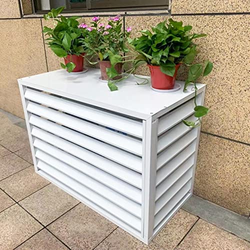 Klimaanlagen Abdeckung aus Aluminium Blumenständer Draußen Gitter Klimaanlagen Zaun Für Außengeräte Dekorativer Bildschirm Der Klimaanlage Sichtschutz Zäune Jalousien Design ( Color : Wit , Size : 1.5 von ZQKJLH