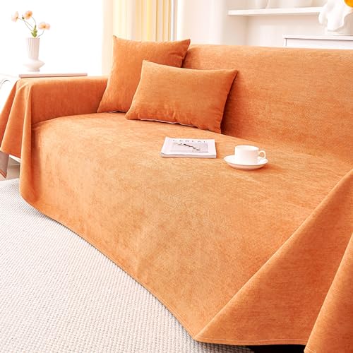 Samt Sofabezug wasserdicht Couchbezug 1 2 3 4 Sitzer L Form Sofaüberwurfe Ecksofa Sofa überzug Pets Dog Couch sofahusse sofaschoner sofaschutz Anti-rutsch Aus Weichem überzug Ecksofa ( Color : ORANGE von ZQKJLH