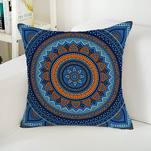 Kissenbezug 60x60 Orange Blau Mandala Kissenbezug 60x60 Sanft Baumwolle und Leinen Kissenbezüge mit Reißverschluss Dauerhaft Kissenbezug Knitterfreie Starke Atmungsaktivität 1 Pcs von ZQMHCY