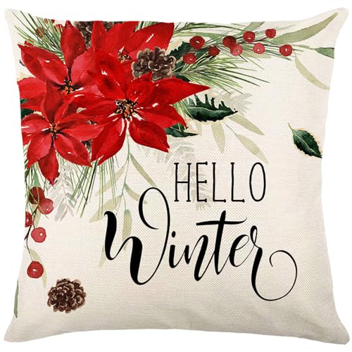 Kissenbezug 80x80 Rote Blume Schwarz Kopfkissenbezug 80x80 Sanft Baumwolle Leinen sofakissen mit Reißverschluss Dauerhaft Kissenbezüge 80x80 Knitterfreie Starke Atmungsaktivität Couchkissen 1 Pcs von ZQMHCY