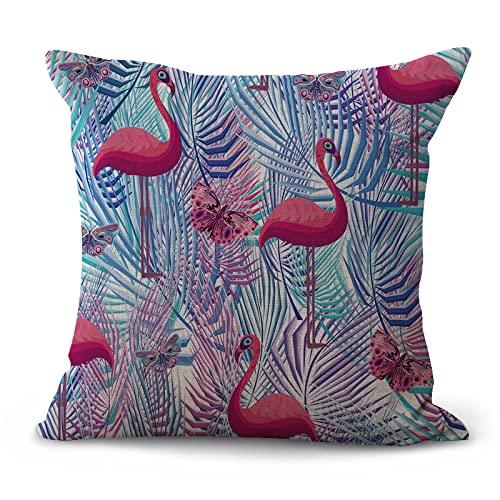 Kissenbezug 80x80 Schmetterling Flamingo Kopfkissenbezug 80x80 Baumwolle Leinen sofakissen mit Reißverschluss Dauerhaft Kissenbezüge 80x80 Knitterfreie Starke Atmungsaktivität Couchkissen 1 Pcs von ZQMHCY