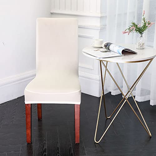 Stuhlhussen 4er Set Cremeweiß Hussen für Stühle Stretch Weiche Elasthan Stuhlhussen Schwingstühle Waschbar Stuhlbezug Abnehmbare Stuhlhusse Langlebig Universal Chair Cover von ZQMHCY