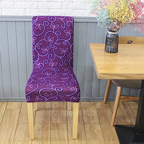 Stuhlhussen 4er Set Lila Blätter Hussen für Stühle Stretch Weiche Elasthan Stuhlhussen Schwingstühle Waschbar Stuhlbezug Abnehmbare Stuhlhusse Langlebig Universal Chair Cover von ZQMHCY
