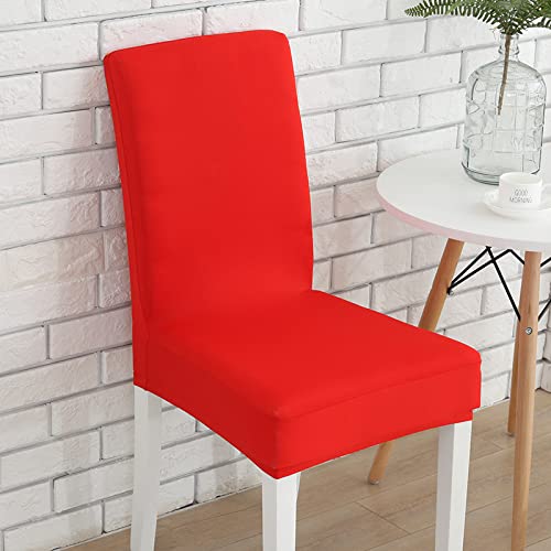 Stuhlhussen 6er Set Rot Hussen für Stühle Stretch Weiche Elasthan Stuhlhussen Schwingstühle Waschbar Stuhlbezug Abnehmbare Stuhlhusse Langlebig Universal Chair Cover von ZQMHCY