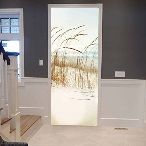 Türfolie Selbstklebend Beige Druck Türtapete PVC Türposter Tapete Abnehmbar Türaufkleber Abziehen und Aufkleben Klebefolie Möbel Wasserdichte Fototapete Türfolie 77x200cm von ZQMHCY