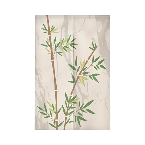Türvorhang Graubrauner Bambus Vorhänge Kurz Polyester Küchenvorhänge Raumteiler Vorhang Türvorhang Insektenschutz Tür Vorhang mit Teleskopstange Fliegenvorhang Terrassentür Vorhang Tür 90x200cm von ZQMHCY