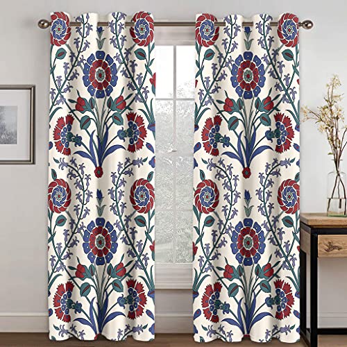 Verdunklungsvorhänge Rot Beige Blau Scheibengardinen Vorhänge Wohnzimmer Vorhang Schlafzimmer Verdunkelungsvorhang Vorhänge Blickdicht Gardinemit Ösen Schallschutz Curtains 2x100x240cm von ZQMHCY