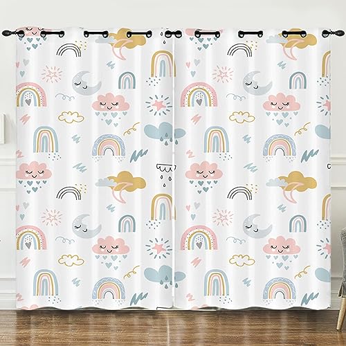 Vorhänge Regenbogen Rosa Grau Verdunkelungsvorhang Weich Vorhang Blickdicht Wohnzimmer Verdunklungsvorhänge Schlafzimmer Gardine Blickdicht Curtains Schallschutz Blickdichte Vorhänge 2x140x180cm von ZQMHCY