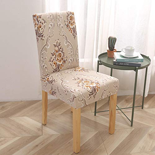 ZQMHCY Stuhlhussen 4er Set Braun Beige Elegant Stuhlhussen Stretch Weiche Elasthan Hussen für Stühle Abnehmbare Waschbar Stuhlhusse Langlebig Universal Modern Stuhlbezug Sehr Pflegeleicht von ZQMHCY