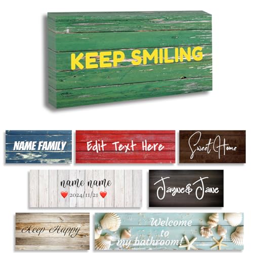 ZQQART Benutzerdefiniertes Textschild Wanddekoration personalisierte Leinwanddrucke mit Ihrem Text Poster individuelles Zitatschild Wandkunst für Zuhause gerahmt(10x30cm) von ZQQART