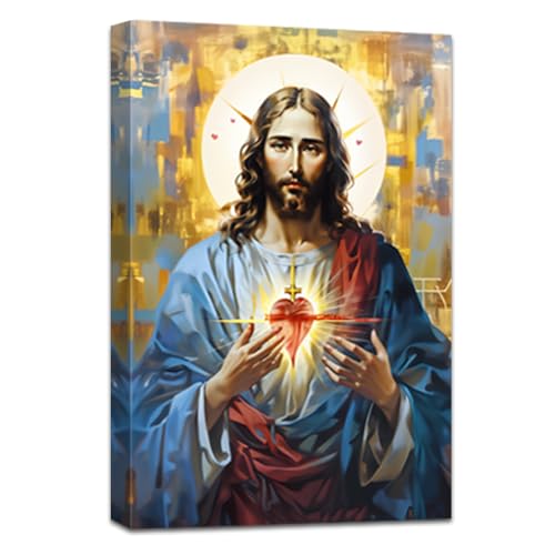 ZQQART Jesus Leinwandbild Wandbild Gott Jesus Bilddrucke religiöse Christus Malerei Kunst Christus spirituelles Poster Kunstwerk für Kirchendekor gerahmt(Jesus 1,40x60cm) von ZQQART